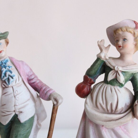 Vintage Porcelain Figurines, Capodimonte, Korean, Bisque Porcelain Man and Wom - Picture 3 of 10
